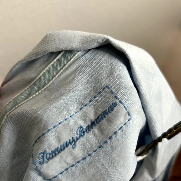 Tommy Bahama Silk Cotton Hawaiian Button Up Shirt Mens Size XLX Blue Two Tone - Picture 4 of 5